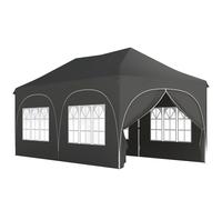 Outsunny Carpa Plegable 6x3 m Pop-up con 4 Laterales Desmontables Altura Ajustable y Bolsa de Transporte Gris Oscuro