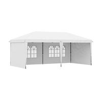 Outsunny carpa plegable 6x3 m, pop-up, con 4 laterales desmontables, cenador de jardín con 2 ventanas visibles, bolsa de transporte, impermeable, anti-uv, gazebo para camping, fiestas, exterior blanco