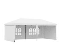 Outsunny Carpa Plegable 6x3 m Pop-up con 4 Laterales Desmontables Cenador de Jardín con 2 Ventanas y Bolsa de Transporte Blanco