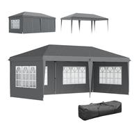 Outsunny Carpa Plegable 6x3 m Pop-up con 4 Laterales Desmontables Cenador de Jardín con 4 Ventanas y Bolsa de Transporte Gris