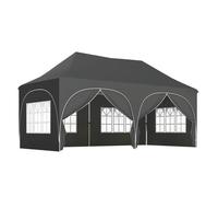 Outsunny carpa plegable 6x3 m, pop-up, con 6 laterales extraíbles, cenador de jardín con altura ajustable, ventanas, bolsa de transporte, upf30+, gazebo para camping, fiestas, exterior, gris oscuro