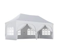 Outsunny carpa plegable 6x3 m, pop-up, con 6 laterales extraíbles, cenador de jardín con altura ajustable, ventanas, bolsa de transporte, upf30+, gazebo para camping, fiestas, exterior, gris claro