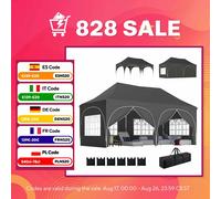 Outsunny carpa plegable 6x3 m, pop-up, con 6 laterales extraíbles, cenador de jardín con altura ajustable, ventanas, bolsa de transporte, upf30+, gazebo para camping, fiestas, exterior, gris claro