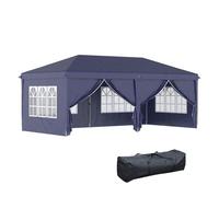 Outsunny carpa plegable 6x3x2,7 m cenador de jardín gazebo plegable con 4 paneles 4 ventanas 2 puertas con cremallera 1 bolsa anti-uv impermeable para exterior terraza patio playa azul