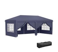 Outsunny carpa plegable 6x3x2,7 m cenador de jardín gazebo plegable con 4 paneles 4 ventanas 2 puertas con cremallera 1 bolsa anti-uv impermeable para exterior terraza patio playa azul