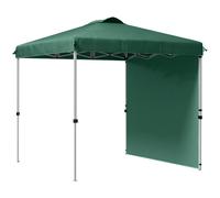 Outsunny Carpa Plegable de Jardín de 2,5x2,5 m con Altura Ajustable Anti-UV con 1 Pared Lateral y Bolsas de Arena Verde Aosom España