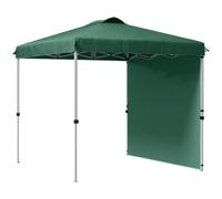 Outsunny Carpa Plegable de Jardín de 2,5x2,5 m con Altura Ajustable Anti-UV con 1 Pared Lateral y Bolsas de Arena Verde