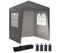 Outsunny Carpa plegable de jardín pop-up plegable, ajustable en altura, protección UV 30+, 3 paredes laterales, Gris Aosom España