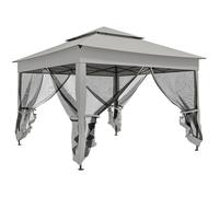 Outsunny Carpa Plegable Gazebo 3,3x3,3 m con 4 Paredes Laterales de Malla Anti-UV y Bolsa de Transporte Gris Claro