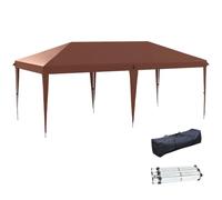 Outsunny Carpa Plegable Gazebo 3x6 m Altura Ajustable 3 Niveles Café | Cenador Plegable, Toldo Anti-UV, Bolsa de Transporte, para Camping Fiestas