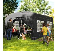 Outsunny Carpa Plegable Gazebo 6x3 m con 6 Paredes Laterales Gris Oscuro