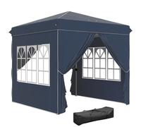 Outsunny Carpa Plegable Pop-up 2,5x2,5 m con 4 Paredes Laterales Anti-UV Altura Ajustable y Bolsa de Transporte Azul Oscuro