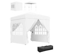 Outsunny Carpa Plegable Pop-up 2,5x2,5 m con 4 Paredes Laterales Anti-UV Altura Ajustable y Bolsa de Transporte Blanco