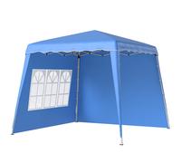 Outsunny Carpa Plegable Pop-up 2,89x2,89m Cenador Pabellón de Jardín con Paredes Laterales Altura Ajustable Protección UV50+ Azul