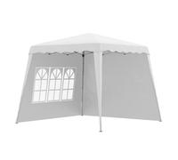 Outsunny Carpa Plegable con 2 Paredes Laterales 2,4x2,4 m Cenador Pabellón de Jardín con Altura Ajustable Protección UV50+ Blanco Aosom España