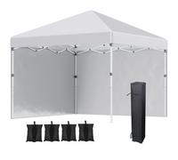 Outsunny Carpa Plegable Pop-up 3x3 m con 2 Paredes Laterales Anti-UV Altura Ajustable Sacos de Arena y Bolsa de Transporte Blanco