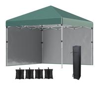 Outsunny Carpa Plegable Pop-up 3x3 m con 2 Paredes Laterales Anti-UV Altura Ajustable Sacos de Arena y Bolsa de Transporte Verde