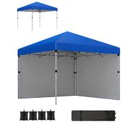 Outsunny Carpa Plegable Pop-up 3x3 m con 2 Paredes Laterales Anti-UV Altura Ajustable Sacos de Arena y Bolsa de Transporte Azul