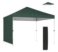 Outsunny carpa plegable 3x3 m, pop-up, con pared lateral, cenador de jardín con protección upf50+, empuje central, altura ajustable, bolsa de transporte, gazebo para camping, exterior, blanco