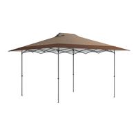 Outsunny Carpa Plegable Pop-up 4x4 m con Bloqueo Central UPF50+ Altura Ajustable Bolsas de Arena y Bolsa con Ruedas Beige y Café
