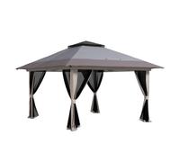 Outsunny Carpa Plegable Pop-up 4x4x2,8 m Cenador de Jardín con Paredes Altura Ajustable Anti-UV Techo Mosquiteras y Bolsa de Ruedas Gazebo para Exterior Fiestas Camping