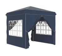 Outsunny carpa plegable pop-up gazebo 2,5x2,5 m cenador plegable con 4 paredes laterales anti-uv y bolsa de transporte para camping fiestas azul oscuro 250 cm