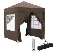 Outsunny Carpa Plegable Pop-up Gazebo 2x2 m 4 Paredes Marrón | Cenador Plegable, Anti-UV, Bolsa de Transporte, para Camping Fiestas