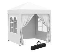 Outsunny carpa plegable pop-up gazebo 2x2 m cenador plegable con 4 paredes laterales anti-uv y bolsa de transporte para camping fiestas blanco