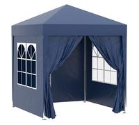 Outsunny Carpa Plegable Gazebo 2x2 m Cenador de Jardín con 4 Paredes Laterales Tela Oxford 2 Puertas 2 Ventanas y Bolsa de Transporte Impermeable para