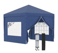 Outsunny Carpa Plegable Pop-up 3x3 m con 4 Paredes Laterales Anti-UV Azul