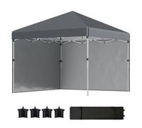 Outsunny carpa plegable pop-up gazebo 3x3 m cenador plegable con 2 paredes laterales anti-uv altura ajustable en 3 niveles sacos de arena y bolsa de transporte con ruedas para camping gris oscuro 297