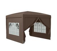 Outsunny Carpa Plegable Pop-up Gazebo 3x3 m 4 Paredes Café | Cenador Plegable, Anti-UV, Bolsa de Transporte, para Camping Fiestas