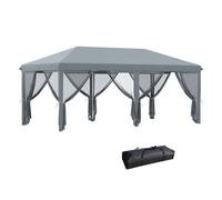 Outsunny carpa plegable pop-up gazebo 6x3 m cenador plegable con 6 paredes laterales de malla anti-uv y bolsa de transporte para camping fiestas gris