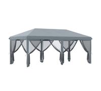 Outsunny carpa plegable pop-up gazebo 6x3 m cenador plegable con 6 paredes laterales de malla anti-uv y bolsa de transporte para camping fiestas gris
