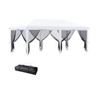 Outsunny carpa plegable pop-up gazebo 6x3 m cenador plegable con 6 paredes laterales de malla anti-uv y bolsa de transporte para camping fiestas crema