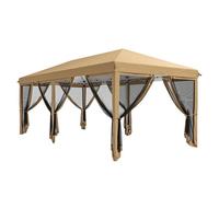 Outsunny Carpa Plegable 6x3 m Cenador de Jardín Gazebo con 6 Mosquiteras Bolsa de Transporte y Marco de Acero para Camping Fiestas Beige
