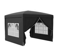 Outsunny Carpa tienda de recepción plegable pop-up de 3x3 m con 4 paredes desmontables + bolsa de transporte Negro Aosom España
