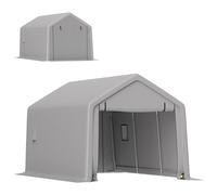 Outsunny Carport tienda de garaje 3 x 5,2 m, cobertizo para coche al aire libre con puerta enrollable extraíble gris