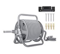 Outsunny - Carrete de manguera de jardín (20 m, manguera de entrada de 2 m, para colocar o fijar a la pared, boquilla de pulverización ajustable 2 en 1)