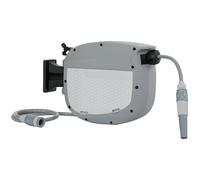 Outsunny Carrete de Manguera Retráctil 10+1 m con Boquilla de 2 Modos Bloqueo Automático y Retracción Controlada Soporte Gris