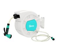 Outsunny Carrete de Manguera Retráctil 20 +2 m con Soporte Boquilla de 7 Funciones y Bloqueo Retorno Automático Gris