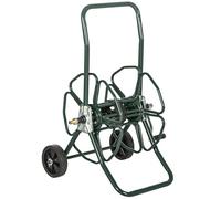 Outsunny Carrete Enrollador de Manguera de Jardín sobre Ruedas, 30 m de manguera de Ø16 mm, Carrete Manguera de Riego, Mango Antideslizante, Metal, Verde