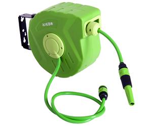 Outsunny Carrete para Manguera Soporte Mural Portamanguera 10m Roll-up Pistola de Pulverización Base de Pared Conector de Manguera Aosom España