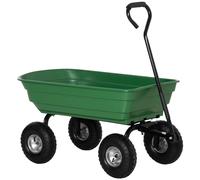 Outsunny Carretilla de jardín con estructura de acero y neumáticos, 108x52x100cm, Verde Aosom España