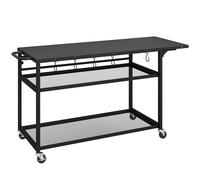 Outsunny Carrito Auxiliar para Barbacoa con Ruedas y Estantes, 133x48,5x82 cm, Negro Aosom España