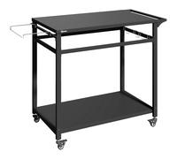 Outsunny Carrito Barbacoa, 2 Estantes, Soporte para Pizza, Soporte para Bolsas y Ganchos, Negro.