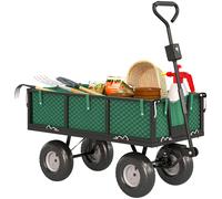 Outsunny Carrito de Jardín 300 kg con Ruedas Grandes, Asa Ajustable y Bolsa Impermeable Verde Green