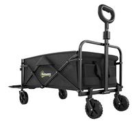 Outsunny Carrito de jardín 72 L plegable con mango regulable, en acero y tejido Oxford, 114x46x92 cm, Negro