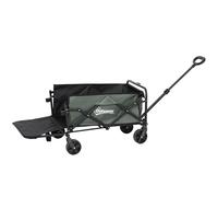 Outsunny Carrito de Jardín 95L con 4 Ruedas, Carrito de Playa Plegable de Acero y Tejido Oxford con Bolsa de Transporte Lavable, 2 Bolsillos de Almacenaje y Asa Giratoria Ajustable, Verde