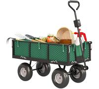 Outsunny Carrito de Jardín con Ruedas Grandes, Carga 300 kg, Carro de Mano con Asa Ajustable y Bolsa Impermeable Removible, Carrito de Transporte para Todo Terreno, Compra, Camping, Verde